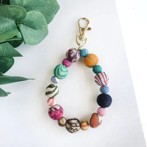 Kantha Bauble Keychain Clip