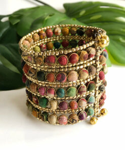 Kantha Beaded Grid Cuff
