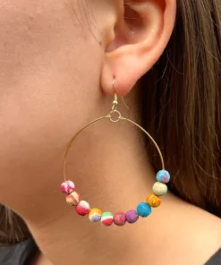 Kantha Beaded Hoop Earrings