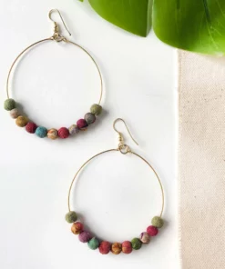 Kantha Beaded Hoop Earrings