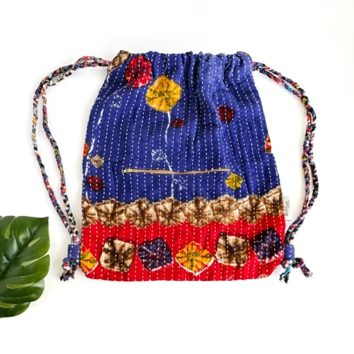 Kantha Drawstring Backpack