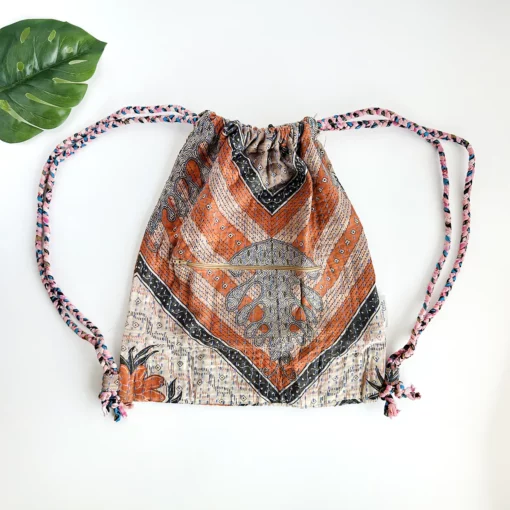 Kantha Drawstring Backpack