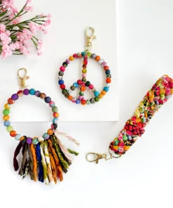 Kantha Peace Keychain Clip